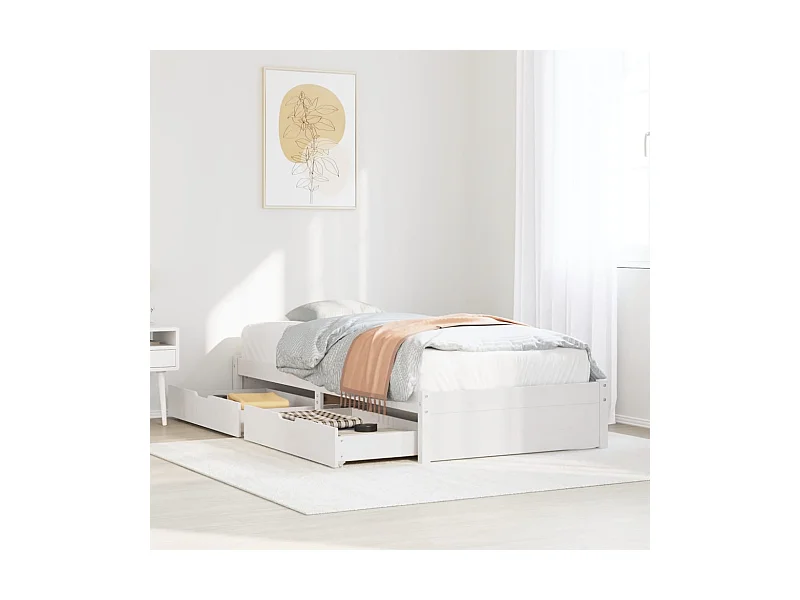 Cadre de lit sans matelas blanc 90x200 cm bois de pin massif