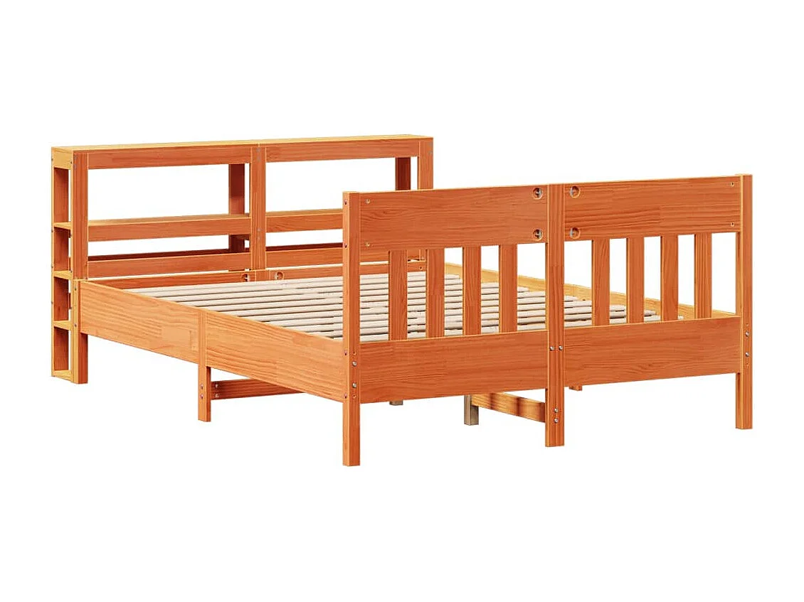 Cama sem colchão 150x200 cm madeira pinho maciça castanho-mel