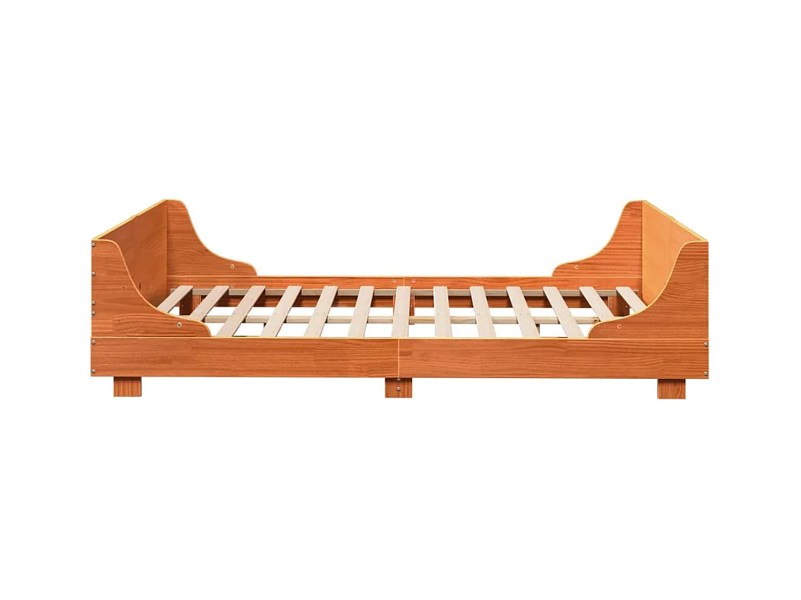 Cadre de lit sans matelas cire marron 135x190cm bois pin massif