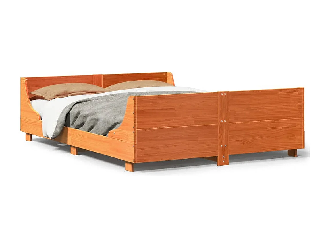 Estructura de cama sin colchón madera maciza marrón 135x190 cm