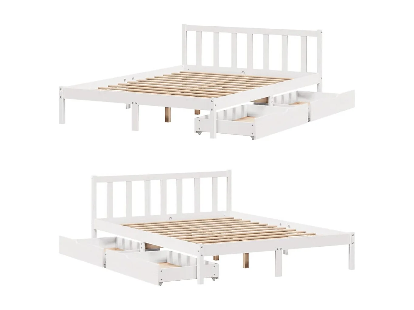 Cadre de lit sans matelas blanc 160x200 cm bois de pin massif