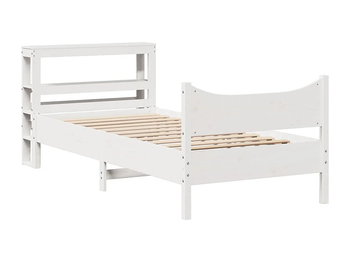 Estructura de cama con cabecero madera de pino blanca 90x200 cm