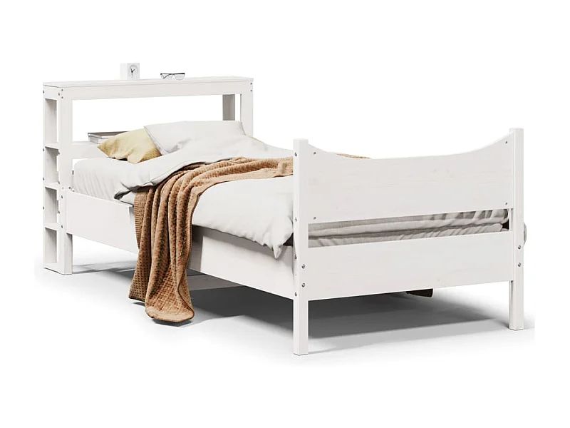 Estructura de cama con cabecero madera de pino blanca 90x200 cm