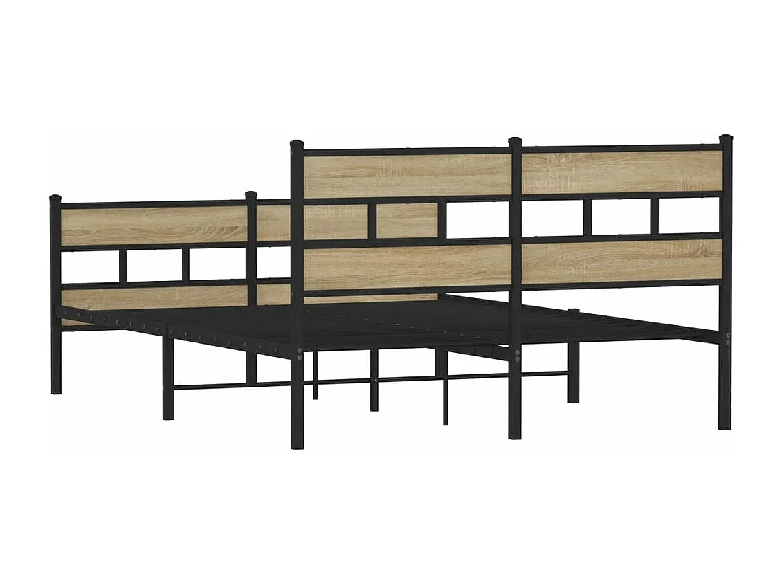 Cadre de lit en métal sans matelas chêne sonoma 140x190 cm