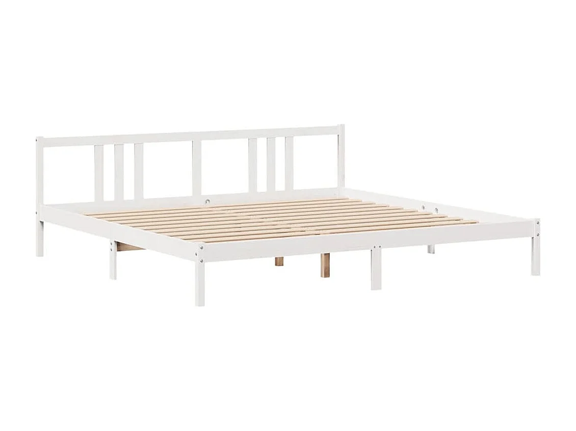 Estrutura de cama com cabeceira 200x200 cm pinho maciço branco