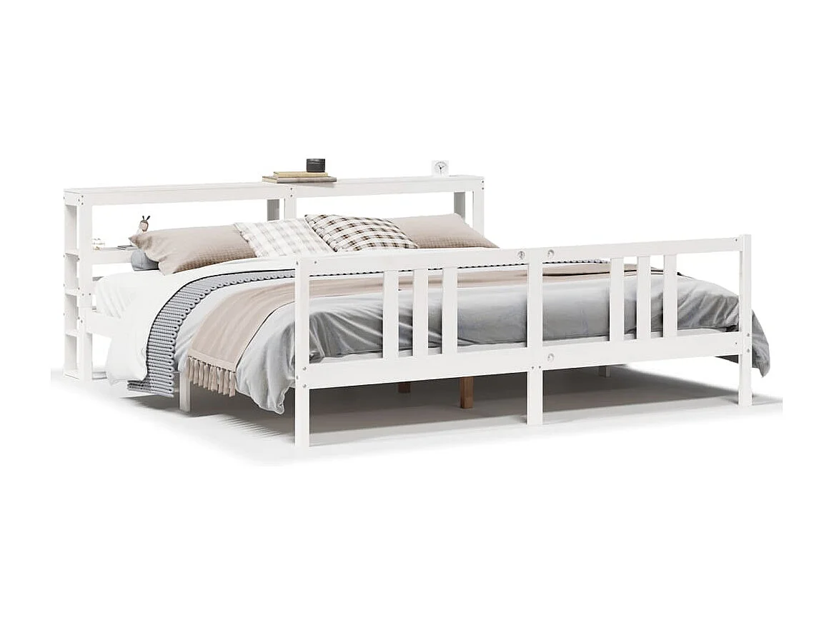 Estructura de cama con cabecero madera de pino blanco 200x200cm