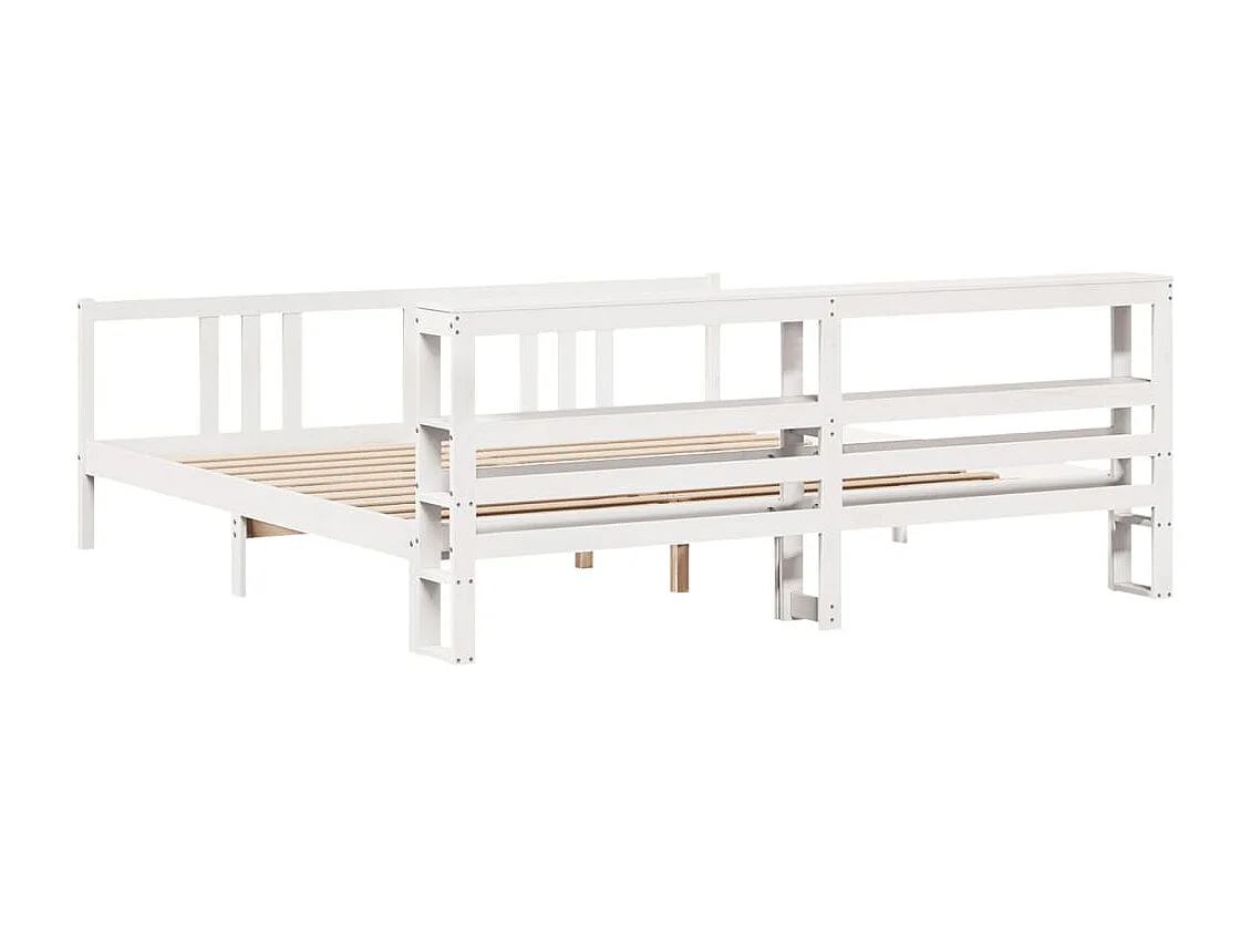 Estructura de cama con cabecero madera de pino blanco 200x200cm