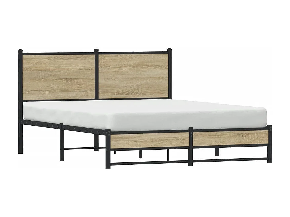 Estrutura de cama com cabeceira 137x190cm metal carvalho sonoma