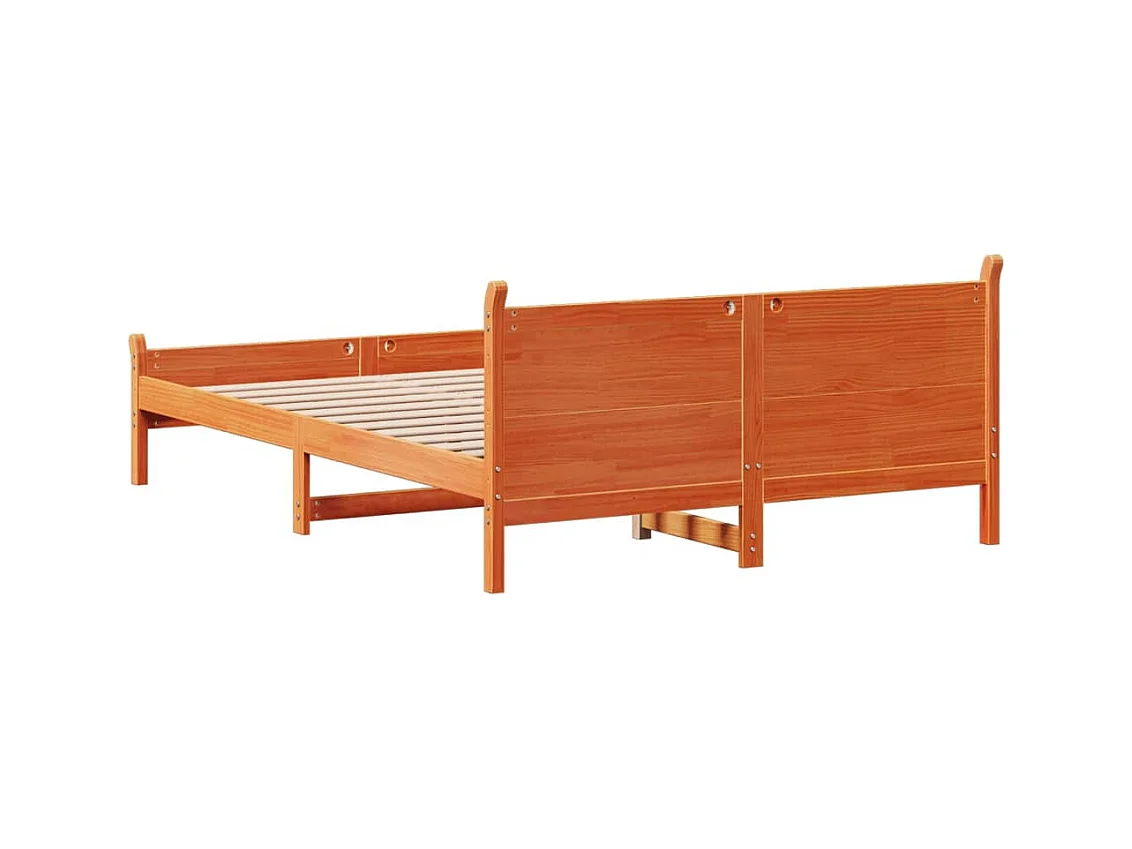 Cadre de lit sans matelas cire marron 140x200cm bois pin massif