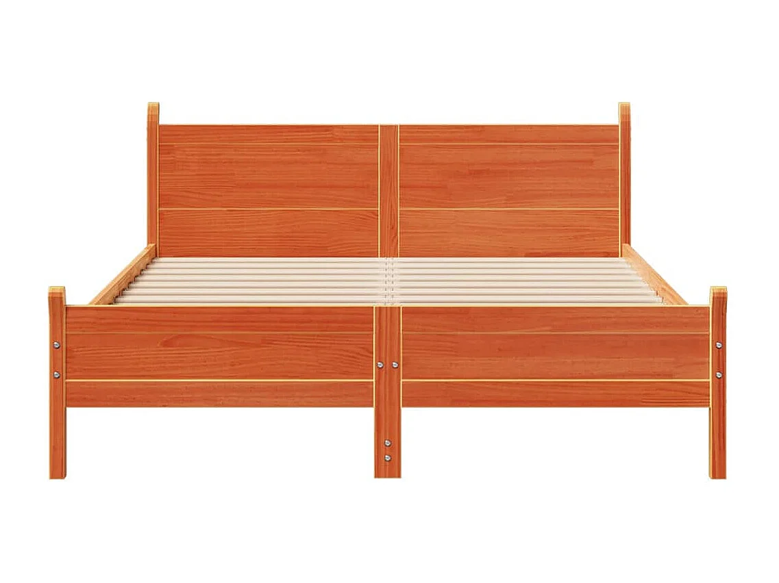 Cadre de lit sans matelas cire marron 140x200cm bois pin massif