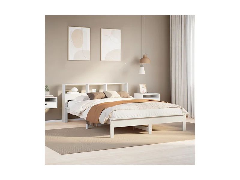 Cadre de lit sans matelas blanc 140x200 cm bois de pin massif