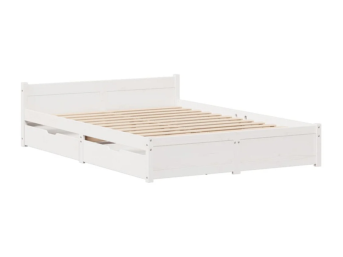 Cama sem colchão 140x200 cm madeira de pinho maciça branco