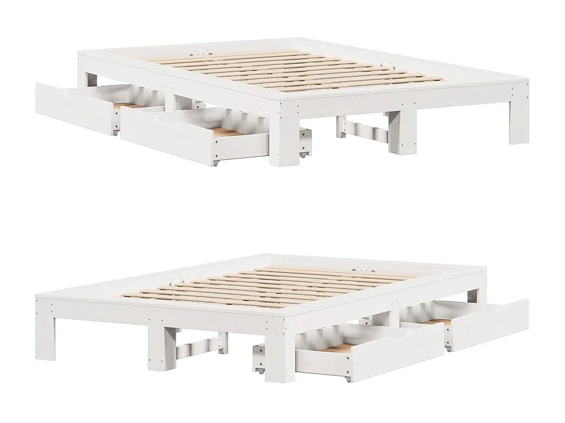 Estructura de cama sin colchón madera de pino blanca 120x200 cm