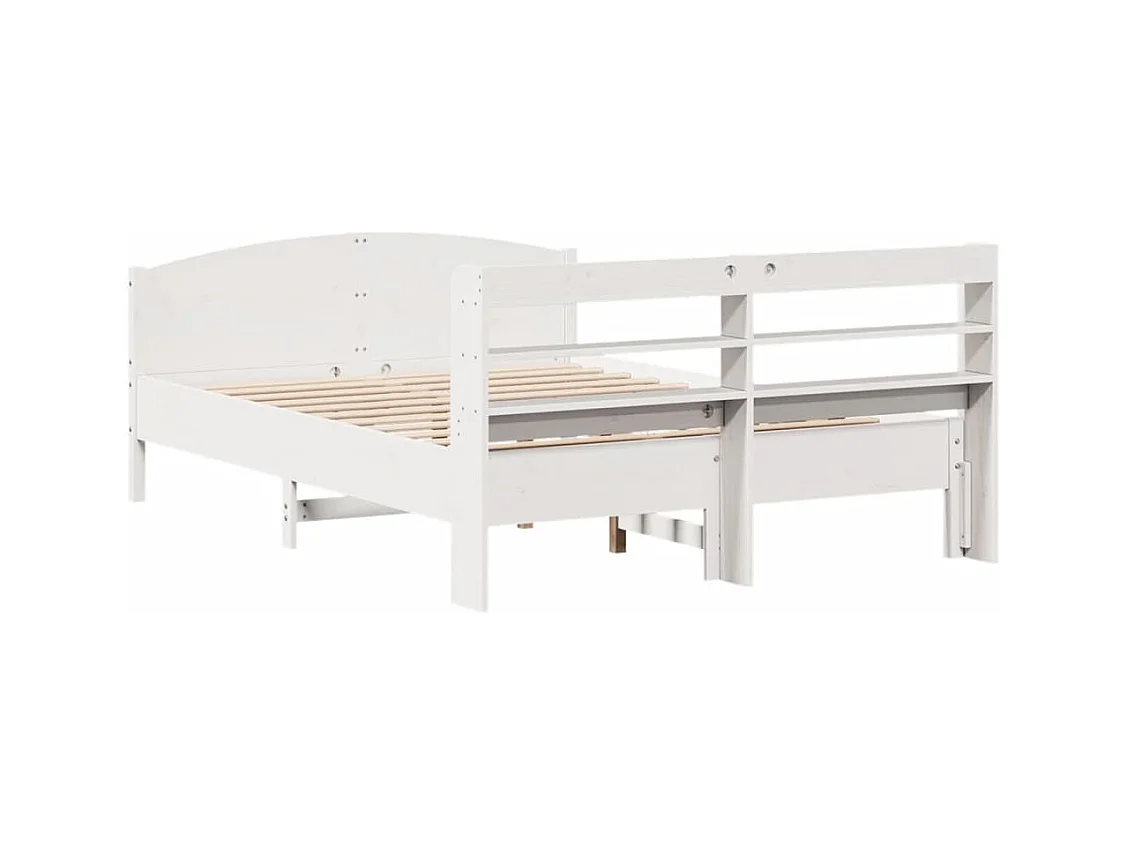 Cama sem colchão 120x200 cm madeira de pinho maciça branco