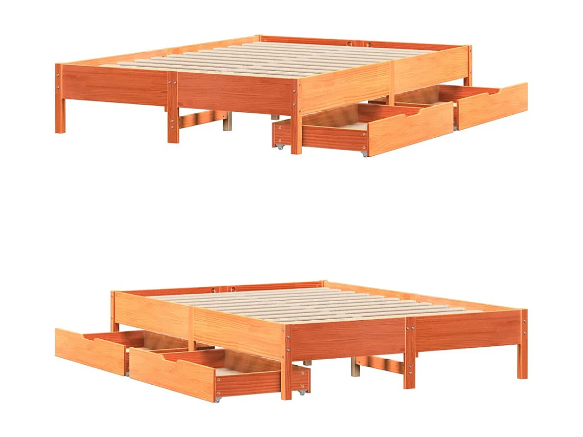 Cadre de lit sans matelas cire marron 140x190cm bois pin massif