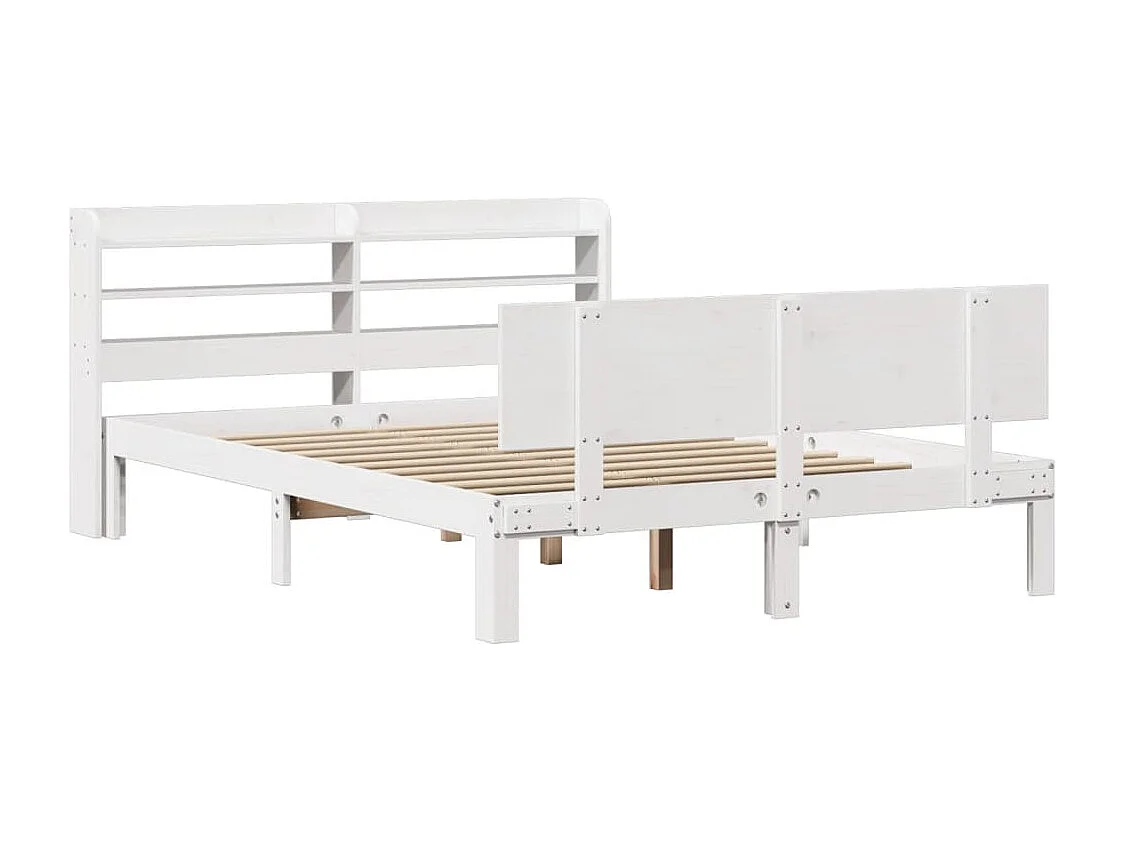 Estructura de cama con cabecero madera pino blanco 140x190 cm
