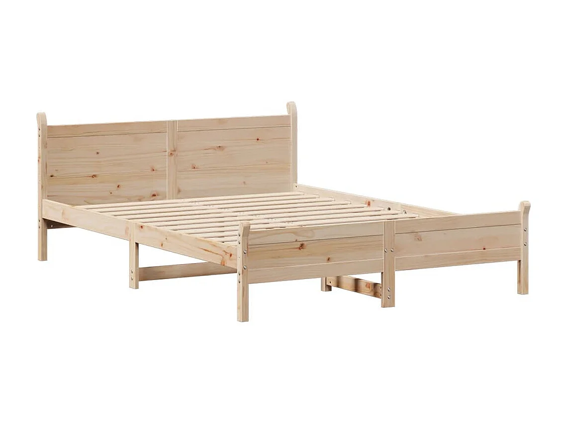 Estructura de cama sin colchón madera maciza de pino 135x190 cm