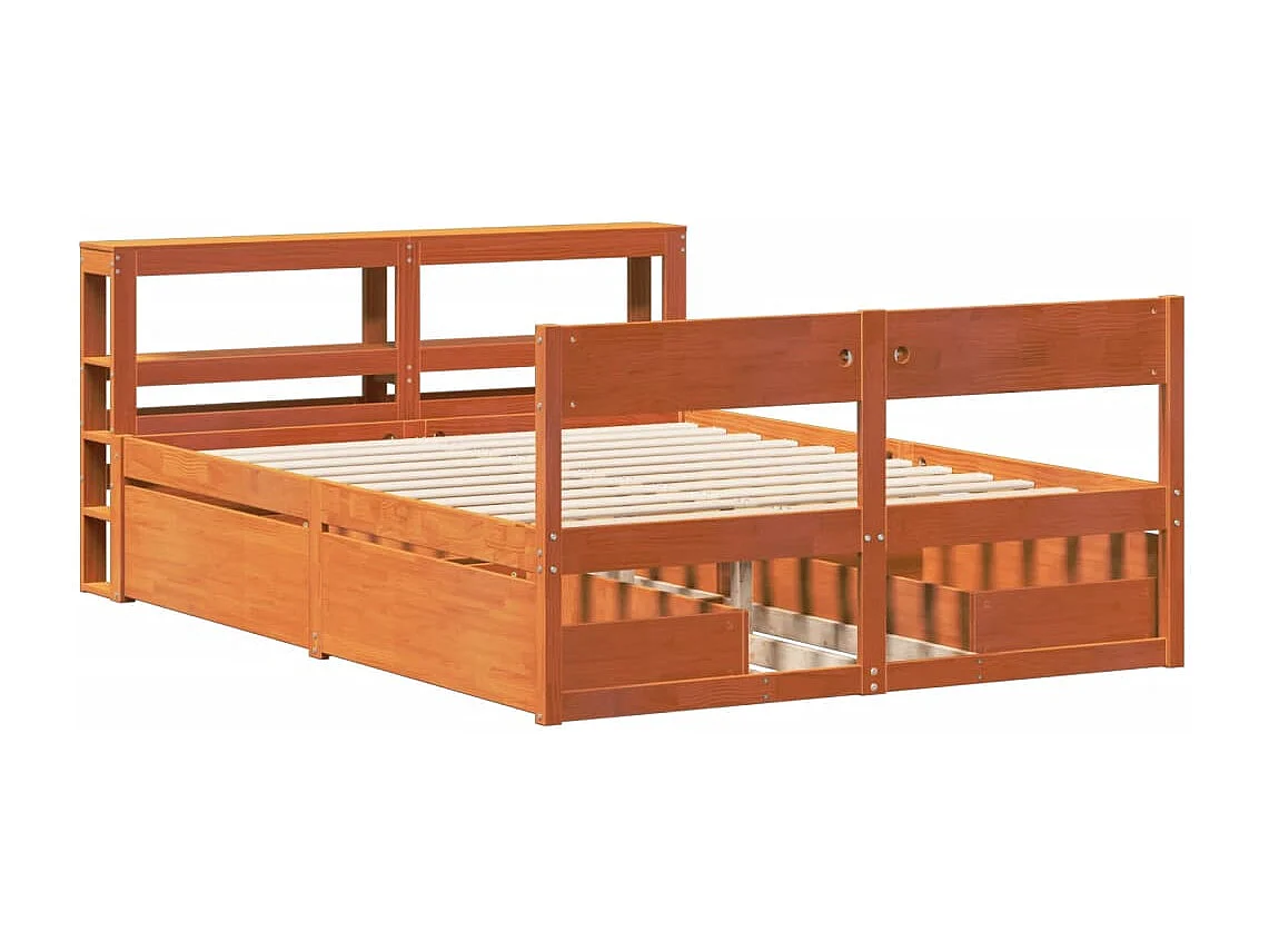 Cadre de lit sans matelas cire marron 120x190cm bois pin massif