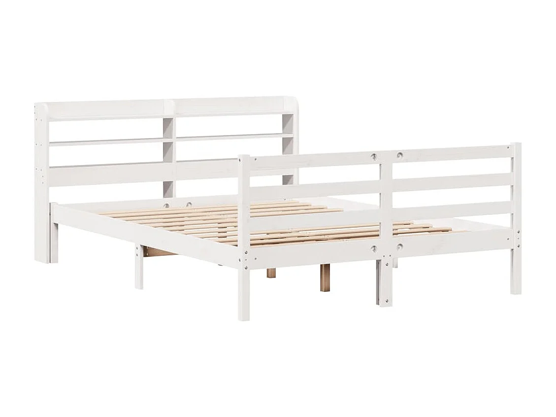Estructura de cama con cabecero madera pino blanco 120x190 cm