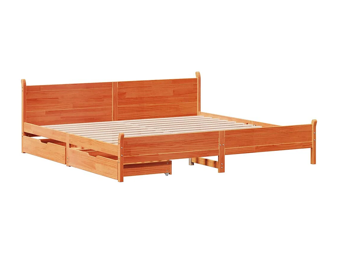 Cadre de lit sans matelas cire marron 180x200cm bois pin massif