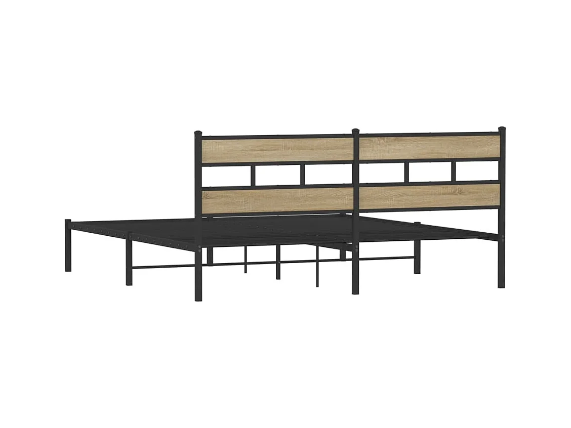 Cadre de lit en métal sans matelas chêne sonoma 193x203 cm