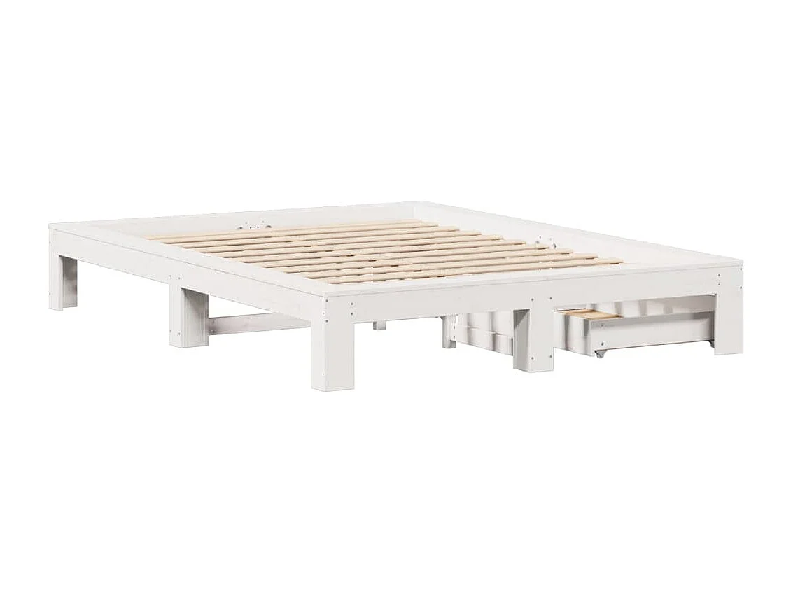 Cadre de lit sans matelas blanc 160x200 cm bois de pin massif