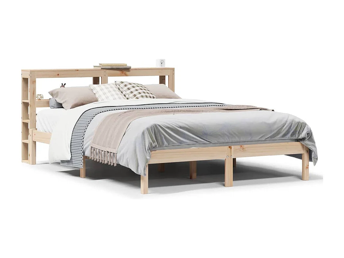 Estructura de cama sin colchón madera de pino blanca 140x200 cm