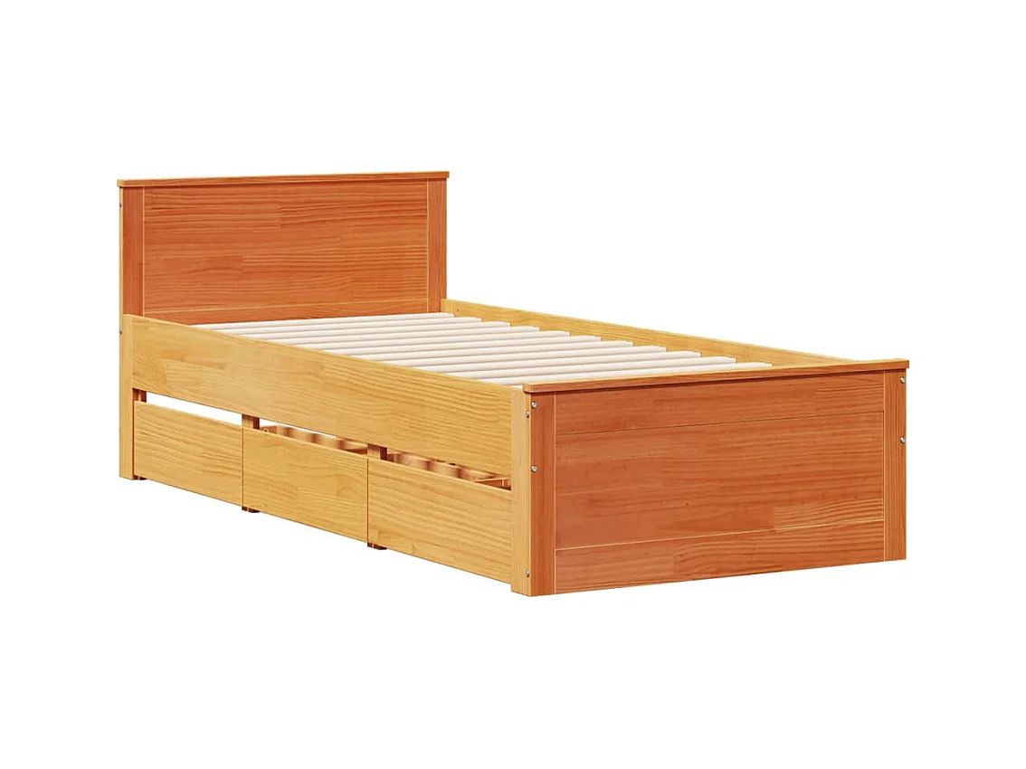 Cama sem colchão com cabeceira 90x200 cm madeira pinho maciça