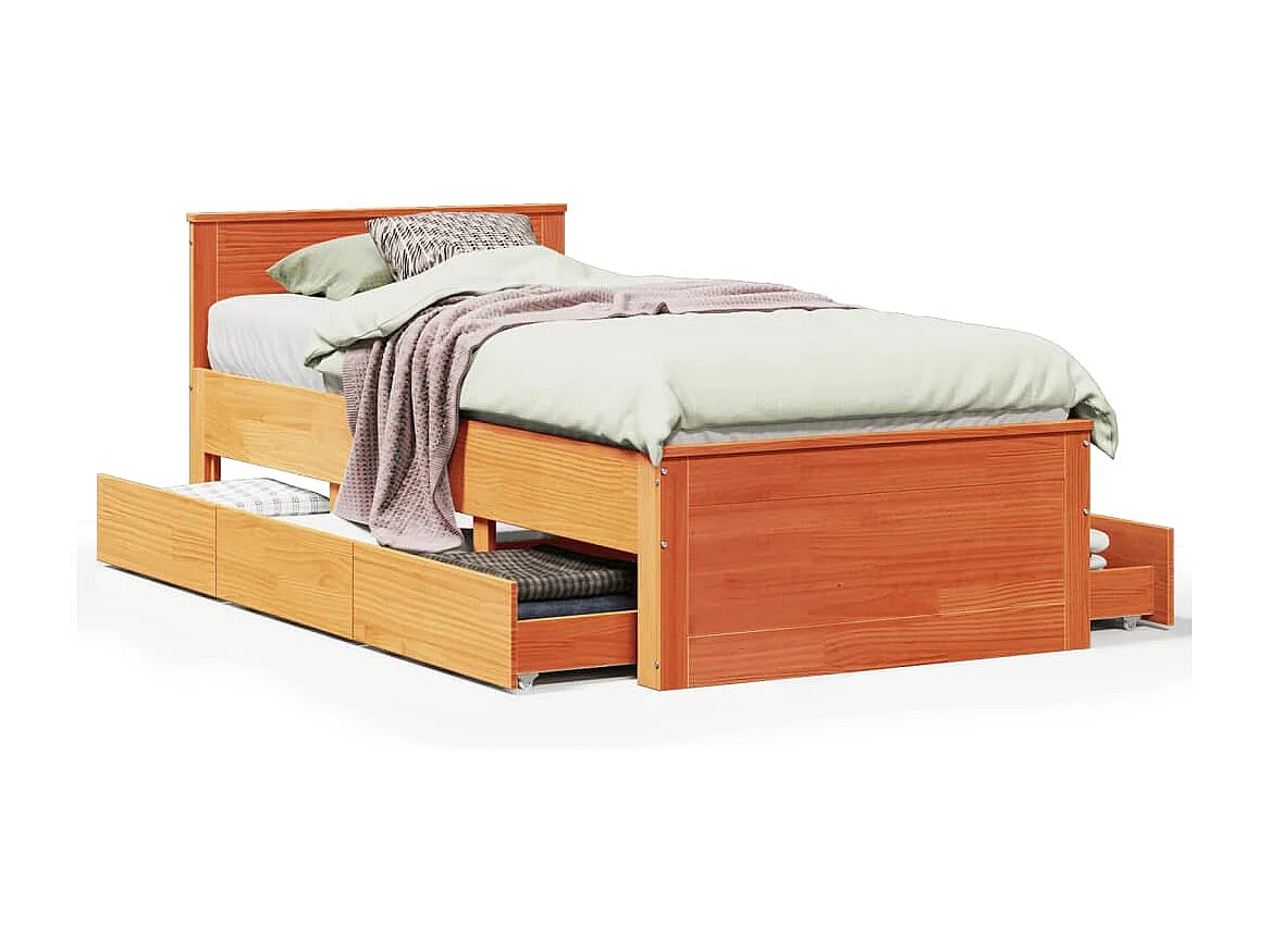 Cadre de lit sans matelas avec tête de lit 90x200 cm bois pin