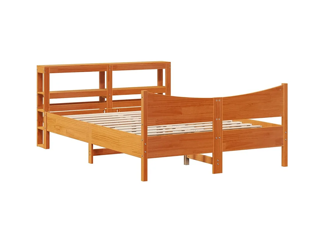 Cadre de lit et tête de lit cire marron 120x200 cm bois de pin