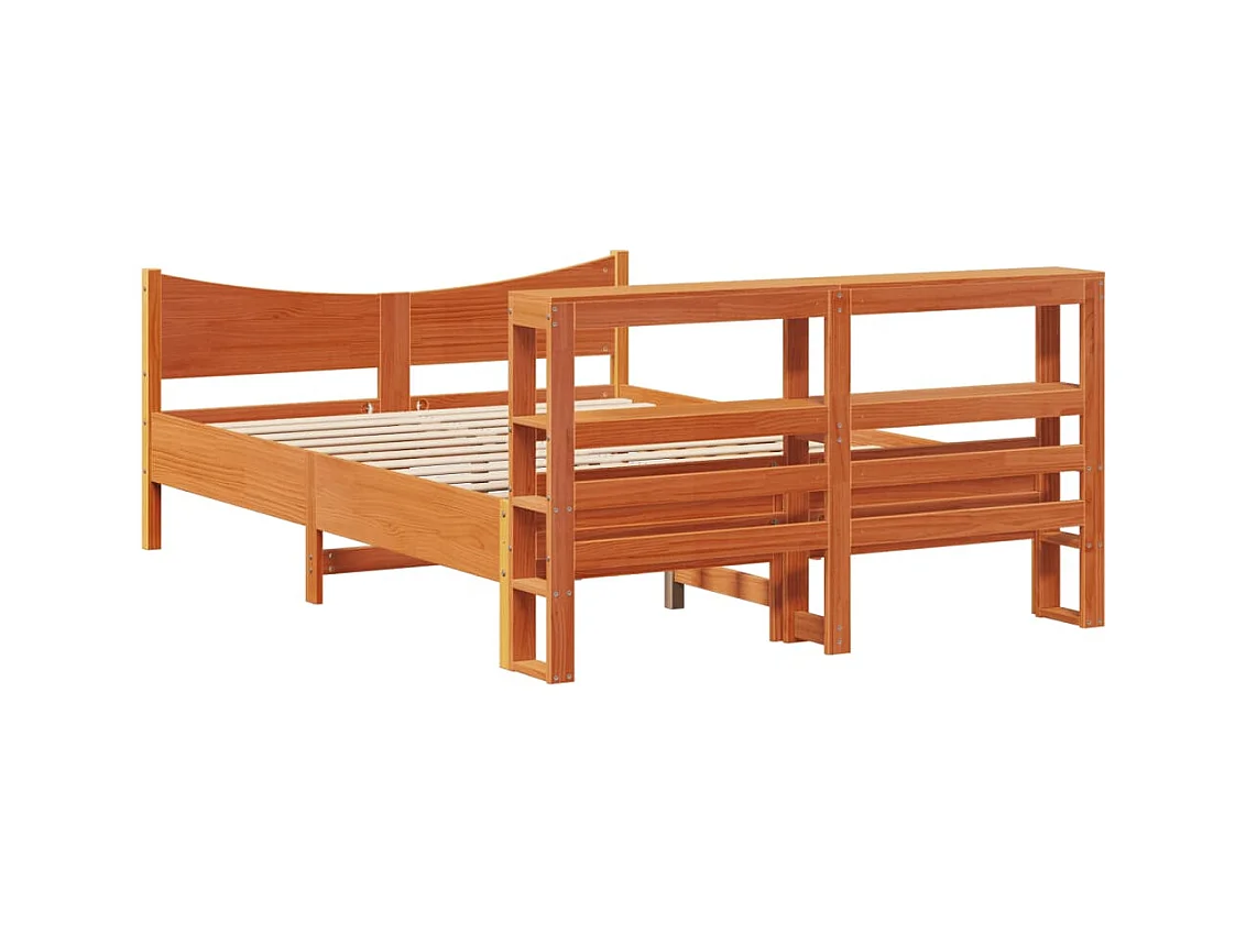 Cadre de lit et tête de lit cire marron 120x200 cm bois de pin