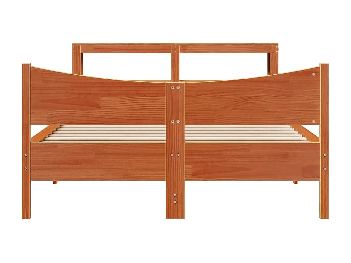 Estructura cama con cabecero madera pino marrón cera 120x200 cm
