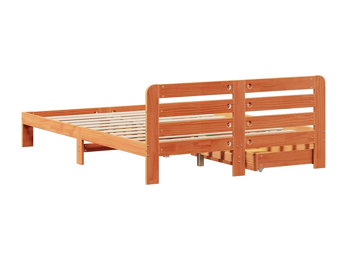 Cama sin colchón madera maciza de pino marrón cera 160x200 cm