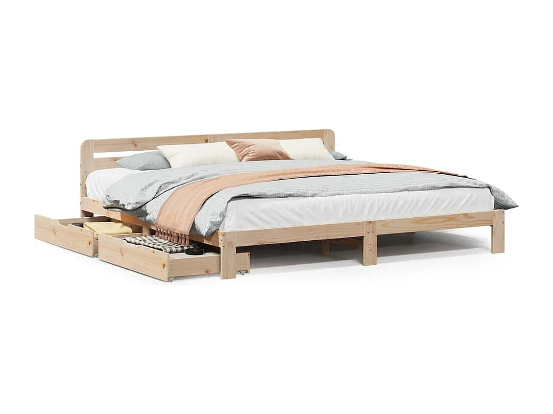 Estructura de cama sin colchón madera maciza de pino 180x200 cm