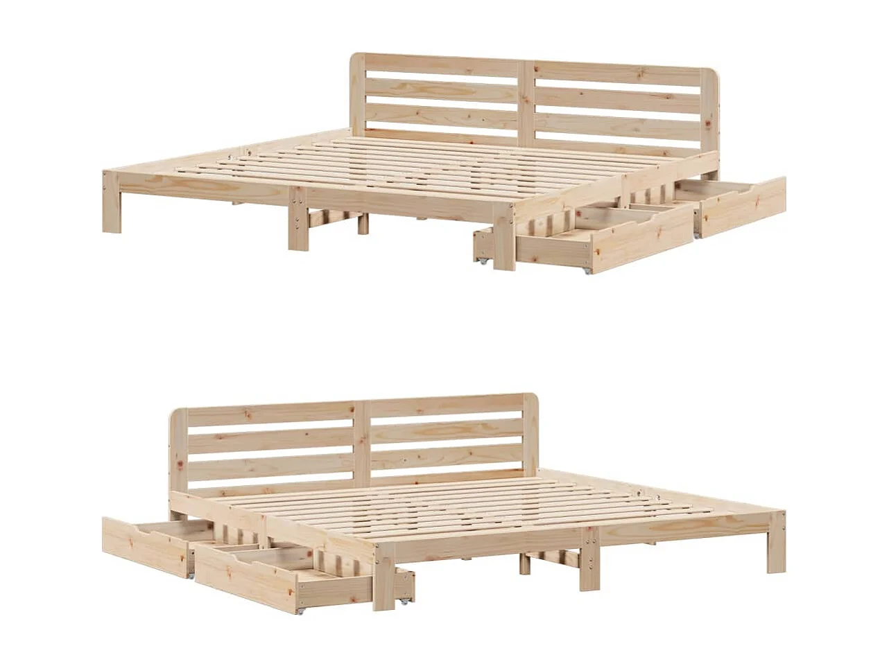 Estructura de cama sin colchón madera maciza de pino 180x200 cm