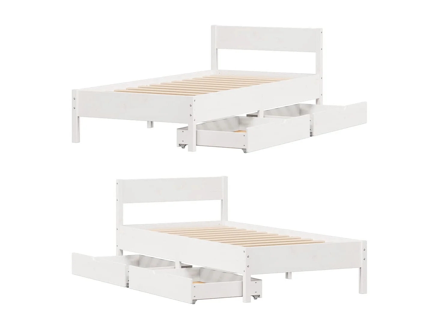 Estructura de cama sin colchón madera maciza blanca 75x190 cm