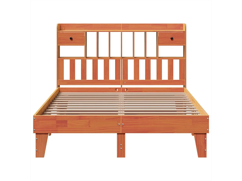 Cama sem colchão 150x200 cm madeira pinho maciça castanho-mel