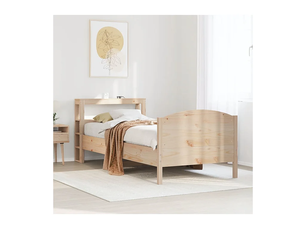 Estructura de cama sin colchón madera maciza de pino 90x200 cm