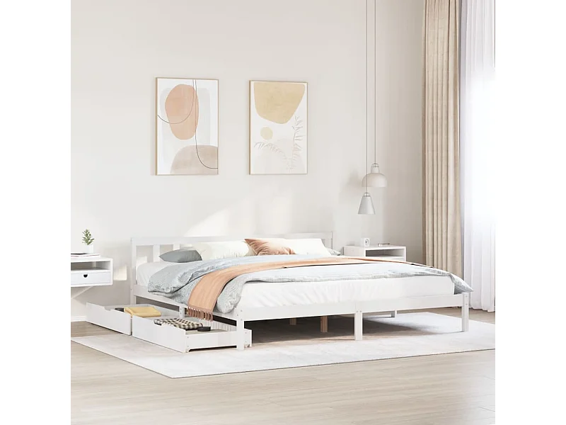 Estructura de cama sin colchón madera maciza blanca 200x200 cm