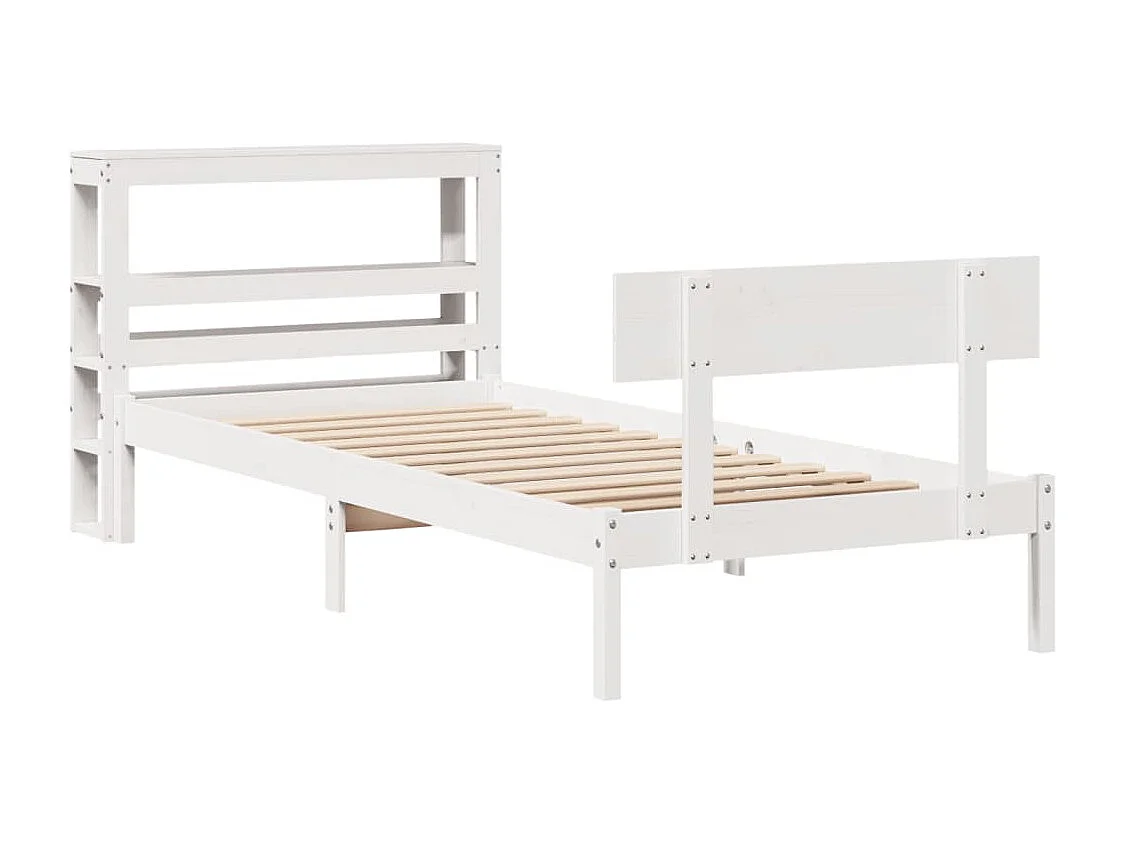 Cama sem colchão 90x200 cm madeira de pinho maciça branco