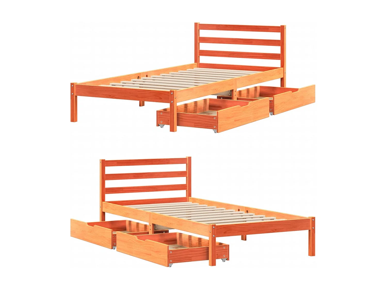 Estructura de cama sin colchón madera maciza marrón 75x190 cm
