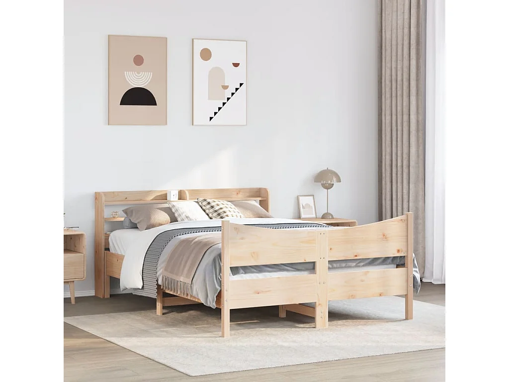 Cadre de lit avec tête de lit 140x190 cm bois de pin massif