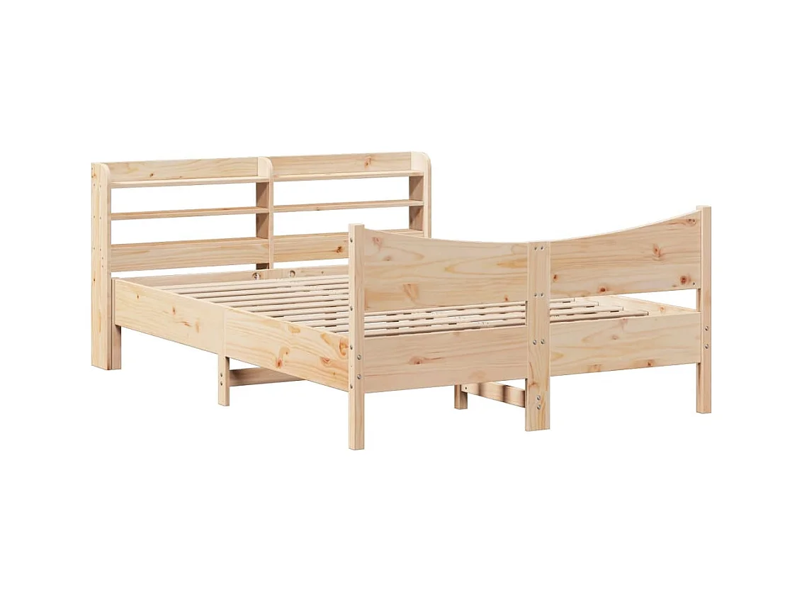 Estrutura cama c/ cabeceira 140x190 cm pinho maciço