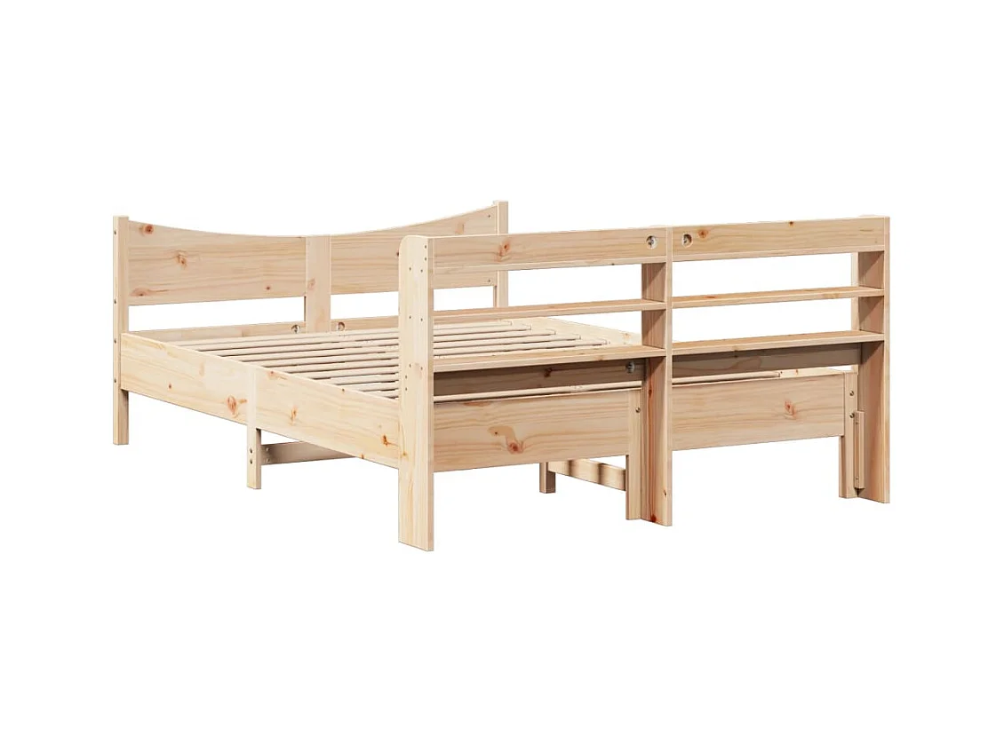 Estrutura cama c/ cabeceira 140x190 cm pinho maciço