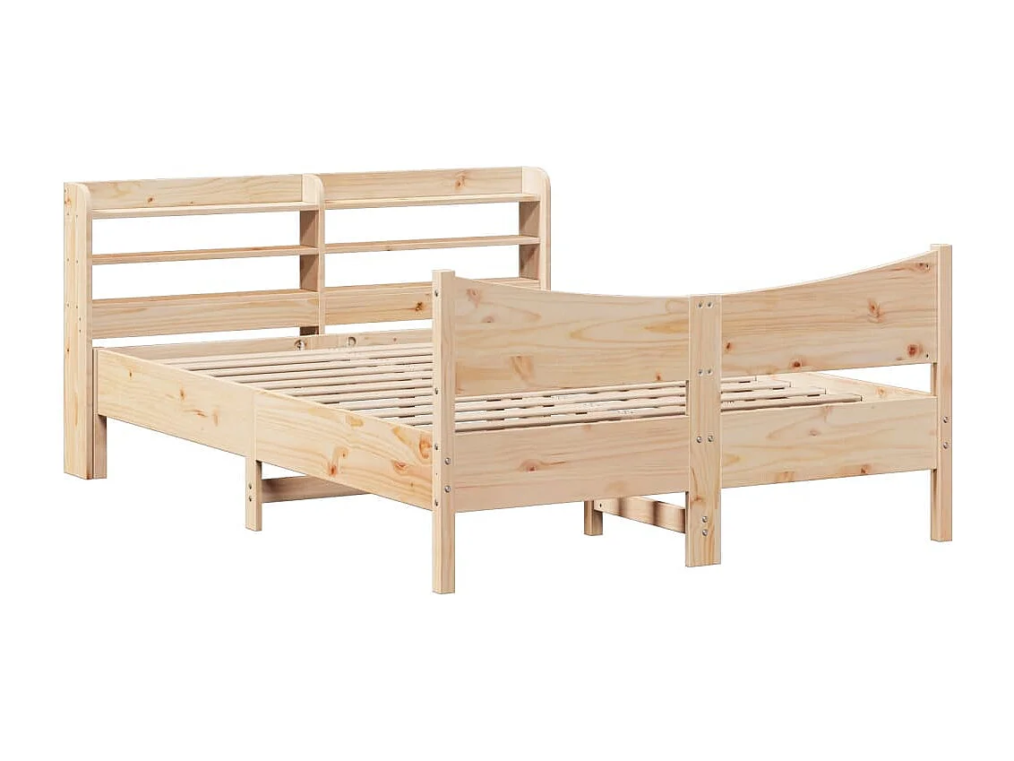 Estructura de cama con cabecero madera maciza pino 140x190 cm