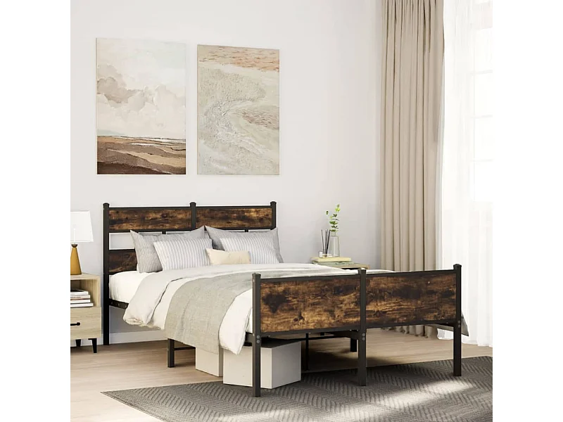 Cadre de lit sans matelas chêne fumé 120x200 cm bois ingénierie