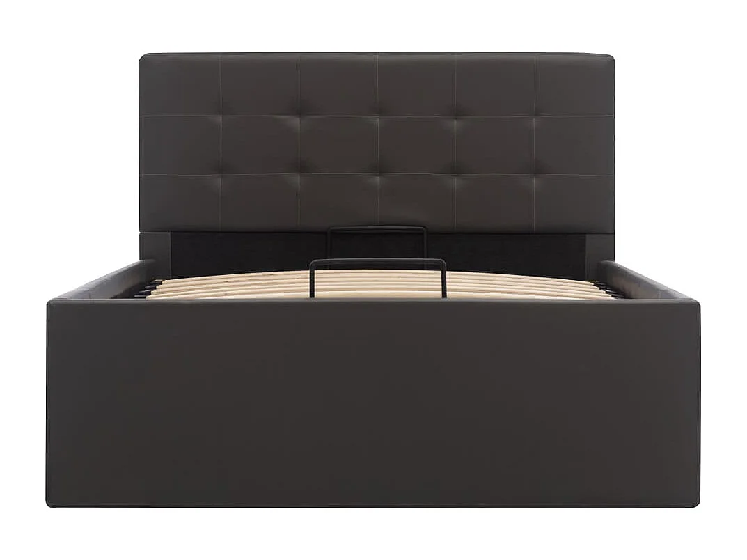 Cama hidráulica c/ arrumação 90x200cm couro artificial cinza