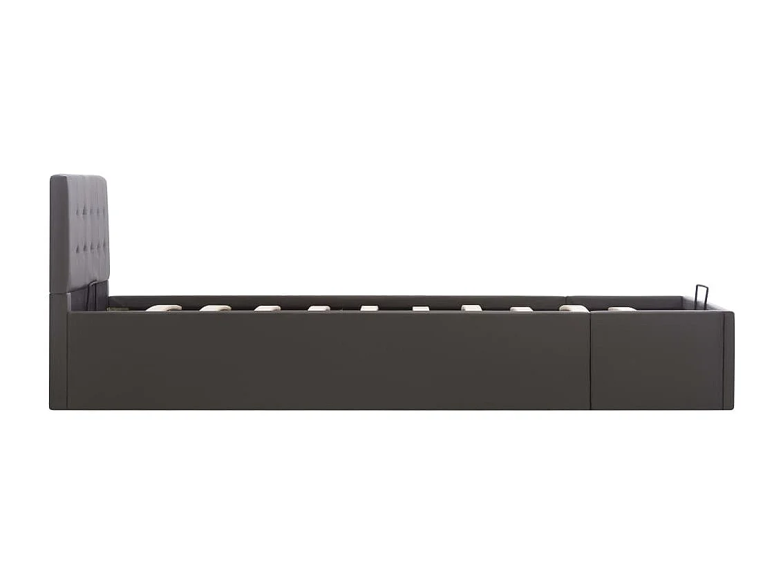 Cama hidráulica c/ arrumação 90x200cm couro artificial cinza