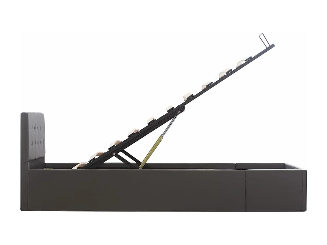 Cama hidráulica c/ arrumação 90x200cm couro artificial cinza