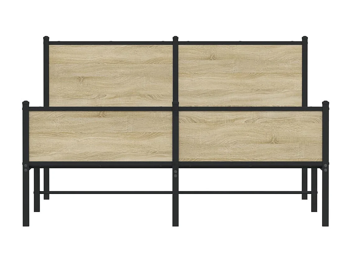 Cama con cabecero y pie de cama metal roble Sonoma 137x190 cm